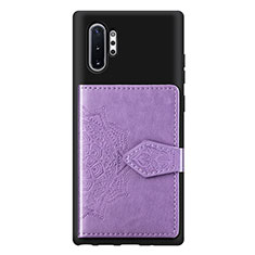 Samsung Galaxy Note 10 Plus 5G用極薄ソフトケース シリコンケース 耐衝撃 全面保護 マグネット式 バンパー S09D サムスン パープル