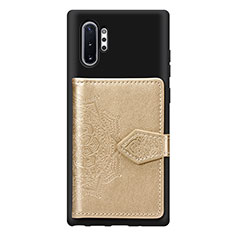 Samsung Galaxy Note 10 Plus 5G用極薄ソフトケース シリコンケース 耐衝撃 全面保護 マグネット式 バンパー S09D サムスン ゴールド