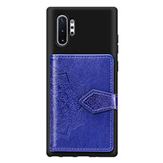 Samsung Galaxy Note 10 Plus 5G用極薄ソフトケース シリコンケース 耐衝撃 全面保護 マグネット式 バンパー S09D サムスン ネイビー