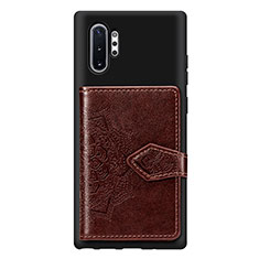 Samsung Galaxy Note 10 Plus 5G用極薄ソフトケース シリコンケース 耐衝撃 全面保護 マグネット式 バンパー S09D サムスン ブラウン