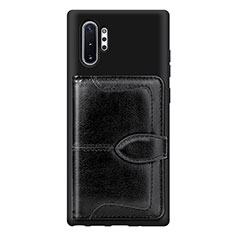 Samsung Galaxy Note 10 Plus 5G用極薄ソフトケース シリコンケース 耐衝撃 全面保護 マグネット式 バンパー S08D サムスン ブラック