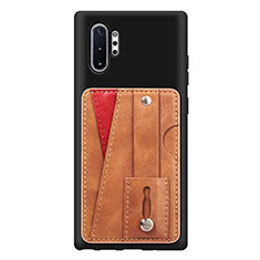 Samsung Galaxy Note 10 Plus 5G用極薄ソフトケース シリコンケース 耐衝撃 全面保護 マグネット式 バンパー S06D サムスン ブラウン