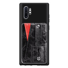 Samsung Galaxy Note 10 Plus 5G用極薄ソフトケース シリコンケース 耐衝撃 全面保護 マグネット式 バンパー S06D サムスン ブラック