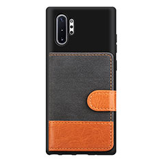 Samsung Galaxy Note 10 Plus 5G用極薄ソフトケース シリコンケース 耐衝撃 全面保護 マグネット式 バンパー S05D サムスン ブラック