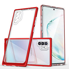 Samsung Galaxy Note 10 Plus 5G用ハイブリットバンパーケース クリア透明 プラスチック 鏡面 カバー MQ1 サムスン レッド