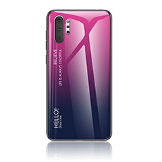 Samsung Galaxy Note 10 Plus 5G用ハイブリットバンパーケース プラスチック 鏡面 虹 グラデーション 勾配色 カバー LS1 サムスン ローズレッド