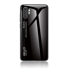 Samsung Galaxy Note 10 Plus 5G用ハイブリットバンパーケース プラスチック 鏡面 虹 グラデーション 勾配色 カバー LS1 サムスン ブラック