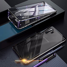 Samsung Galaxy Note 10 Plus 5G用ケース 高級感 手触り良い アルミメタル 製の金属製 360度 フルカバーバンパー 鏡面 カバー サムスン ブラック