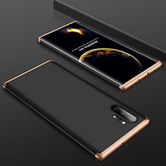 Samsung Galaxy Note 10 Plus 5G用ハードケース プラスチック 質感もマット 前面と背面 360度 フルカバー サムスン ゴールド・ブラック