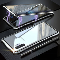 Samsung Galaxy Note 10 Plus 5G用ケース 高級感 手触り良い アルミメタル 製の金属製 360度 フルカバーバンパー 鏡面 カバー M02 サムスン シルバー