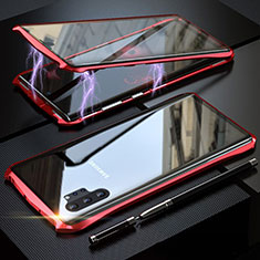 Samsung Galaxy Note 10 Plus 5G用ケース 高級感 手触り良い アルミメタル 製の金属製 360度 フルカバーバンパー 鏡面 カバー M02 サムスン レッド