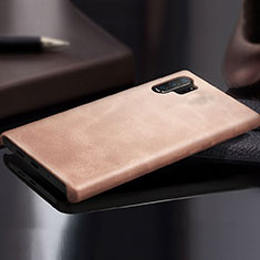 Samsung Galaxy Note 10 Plus 5G用ケース 高級感 手触り良いレザー柄 サムスン ローズゴールド