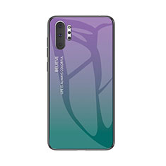 Samsung Galaxy Note 10 Plus 5G用ハイブリットバンパーケース プラスチック 鏡面 虹 グラデーション 勾配色 カバー M01 サムスン マルチカラー