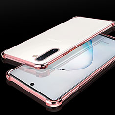 Samsung Galaxy Note 10 Plus 5G用極薄ソフトケース シリコンケース 耐衝撃 全面保護 クリア透明 H04 サムスン ローズゴールド