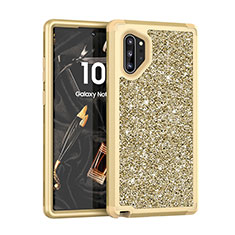 Samsung Galaxy Note 10 Plus 5G用ハイブリットバンパーケース ブリンブリン カバー 前面と背面 360度 フル サムスン ゴールド