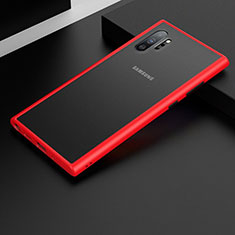 Samsung Galaxy Note 10 Plus用ハイブリットバンパーケース クリア透明 プラスチック 鏡面 カバー H02 サムスン レッド