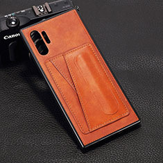 Samsung Galaxy Note 10 Plus用ケース 高級感 手触り良いレザー柄 R02 サムスン オレンジ