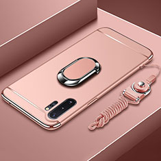 Samsung Galaxy Note 10 Plus用ケース 高級感 手触り良い メタル兼プラスチック バンパー アンド指輪 T01 サムスン ローズゴールド