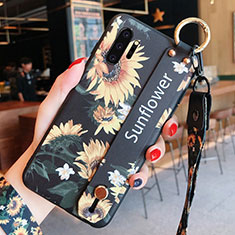 Samsung Galaxy Note 10 Plus用シリコンケース ソフトタッチラバー 花 カバー K01 サムスン イエロー