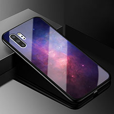 Samsung Galaxy Note 10 Plus用ハイブリットバンパーケース プラスチック パターン 鏡面 カバー K01 サムスン パープル