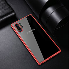 Samsung Galaxy Note 10 Plus用ハイブリットバンパーケース クリア透明 プラスチック 鏡面 カバー サムスン レッド