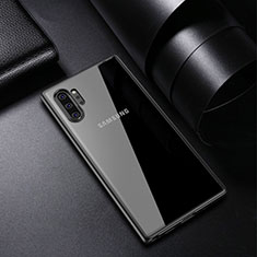 Samsung Galaxy Note 10 Plus用ハイブリットバンパーケース クリア透明 プラスチック 鏡面 カバー サムスン ブラック