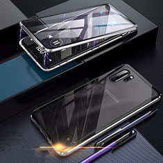 Samsung Galaxy Note 10 Plus用ケース 高級感 手触り良い アルミメタル 製の金属製 360度 フルカバーバンパー 鏡面 カバー サムスン シルバー