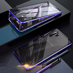 Samsung Galaxy Note 10 Plus用ケース 高級感 手触り良い アルミメタル 製の金属製 360度 フルカバーバンパー 鏡面 カバー サムスン パープル