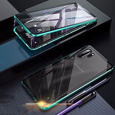 Samsung Galaxy Note 10 Plus用ケース 高級感 手触り良い アルミメタル 製の金属製 360度 フルカバーバンパー 鏡面 カバー サムスン グリーン