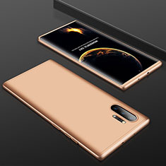 Samsung Galaxy Note 10 Plus用ハードケース プラスチック 質感もマット 前面と背面 360度 フルカバー サムスン ゴールド