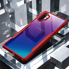 Samsung Galaxy Note 10 Plus用ハイブリットバンパーケース クリア透明 プラスチック 鏡面 カバー M02 サムスン レッド