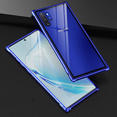 Samsung Galaxy Note 10 Plus用ケース 高級感 手触り良い アルミメタル 製の金属製 360度 フルカバーバンパー 鏡面 カバー M04 サムスン ネイビー