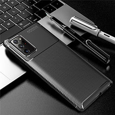Samsung Galaxy Note 20 5G用シリコンケース ソフトタッチラバー ツイル カバー サムスン ブラック