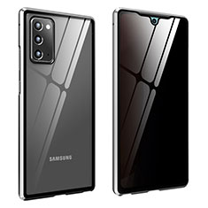 Samsung Galaxy Note 20 5G用ケース 高級感 手触り良い アルミメタル 製の金属製 360度 フルカバーバンパー 鏡面 カバー サムスン シルバー
