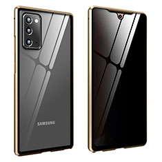 Samsung Galaxy Note 20 5G用ケース 高級感 手触り良い アルミメタル 製の金属製 360度 フルカバーバンパー 鏡面 カバー サムスン ゴールド