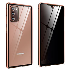 Samsung Galaxy Note 20 5G用ケース 高級感 手触り良い アルミメタル 製の金属製 360度 フルカバーバンパー 鏡面 カバー サムスン ブロンズ