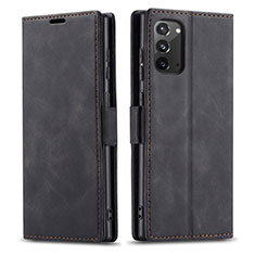 Samsung Galaxy Note 20 5G用手帳型 レザーケース スタンド カバー T01 サムスン ブラック