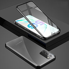 Samsung Galaxy Note 20 5G用ケース 高級感 手触り良い アルミメタル 製の金属製 360度 フルカバーバンパー 鏡面 カバー T03 サムスン ブラック