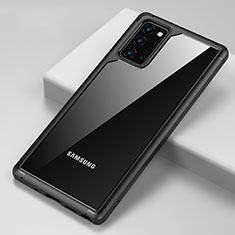Samsung Galaxy Note 20 5G用ハイブリットバンパーケース クリア透明 プラスチック 鏡面 カバー H02 サムスン ブラック