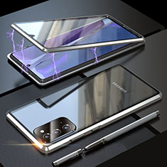 Samsung Galaxy Note 20 5G用ケース 高級感 手触り良い アルミメタル 製の金属製 360度 フルカバーバンパー 鏡面 カバー T01 サムスン シルバー