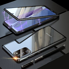 Samsung Galaxy Note 20 5G用ケース 高級感 手触り良い アルミメタル 製の金属製 360度 フルカバーバンパー 鏡面 カバー T01 サムスン ブラック