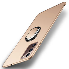 Samsung Galaxy Note 20 5G用ハードケース プラスチック 質感もマット アンド指輪 マグネット式 P01 サムスン ゴールド