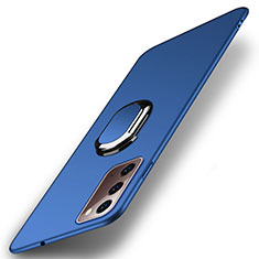 Samsung Galaxy Note 20 5G用ハードケース プラスチック 質感もマット アンド指輪 マグネット式 P01 サムスン ネイビー