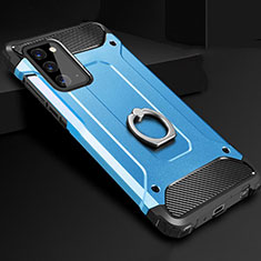 Samsung Galaxy Note 20 5G用ハイブリットバンパーケース プラスチック アンド指輪 兼シリコーン カバー N01 サムスン ブルー