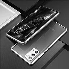 Samsung Galaxy Note 20 5G用ケース 高級感 手触り良い アルミメタル 製の金属製 バンパー カバー T01 サムスン シルバー