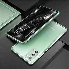 Samsung Galaxy Note 20 5G用ケース 高級感 手触り良い アルミメタル 製の金属製 バンパー カバー T01 サムスン ライトグリーン