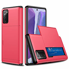 Samsung Galaxy Note 20 5G用ハイブリットバンパーケース プラスチック 兼シリコーン カバー 前面と背面 360度 フル N01 サムスン レッド