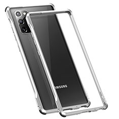 Samsung Galaxy Note 20 5G用ケース 高級感 手触り良い アルミメタル 製の金属製 バンパー カバー N01 サムスン シルバー