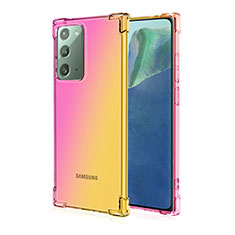 Samsung Galaxy Note 20 5G用極薄ソフトケース シリコンケース 耐衝撃 全面保護 クリア透明 N01 サムスン イエロー