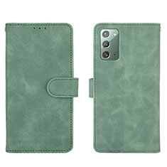 Samsung Galaxy Note 20 5G用手帳型 レザーケース スタンド カバー L01Z サムスン グリーン